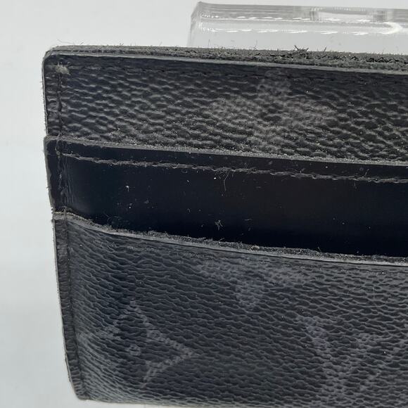 Louis Vuitton Monogram Eclipse Double Card Holder, about 3" x 4.25"- Black - Picture 7 of 7